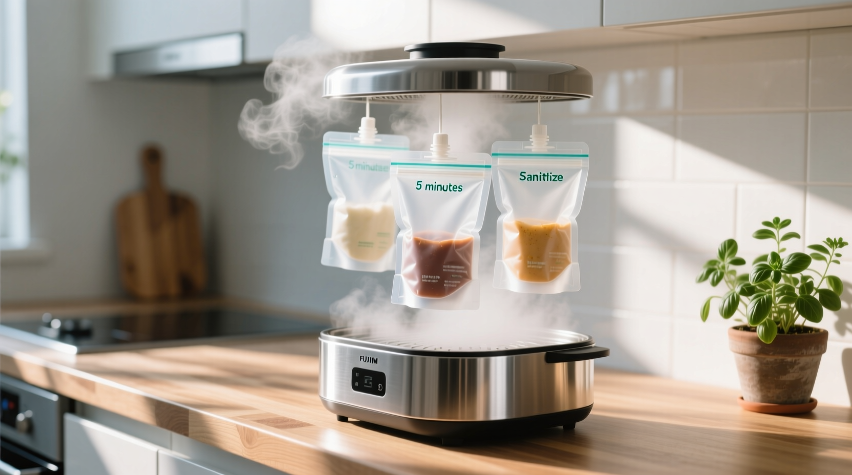 steam sanitize silicone pouches safely