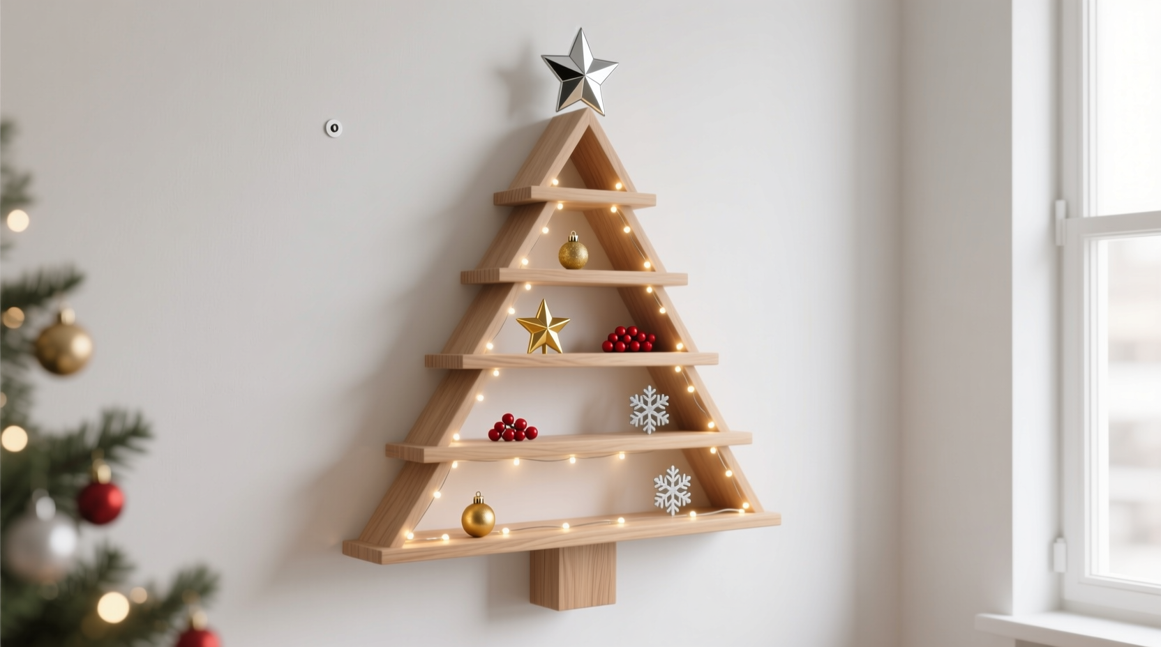 how to make a floating shelf christmas tree for tiny spaces