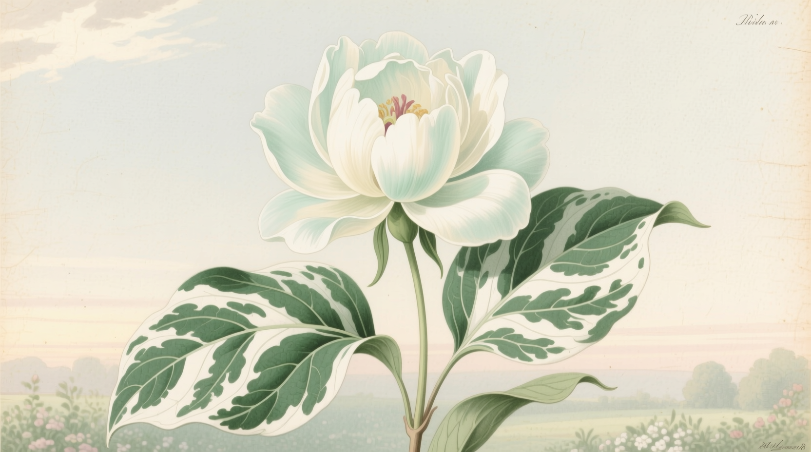 flower with green and white leaves