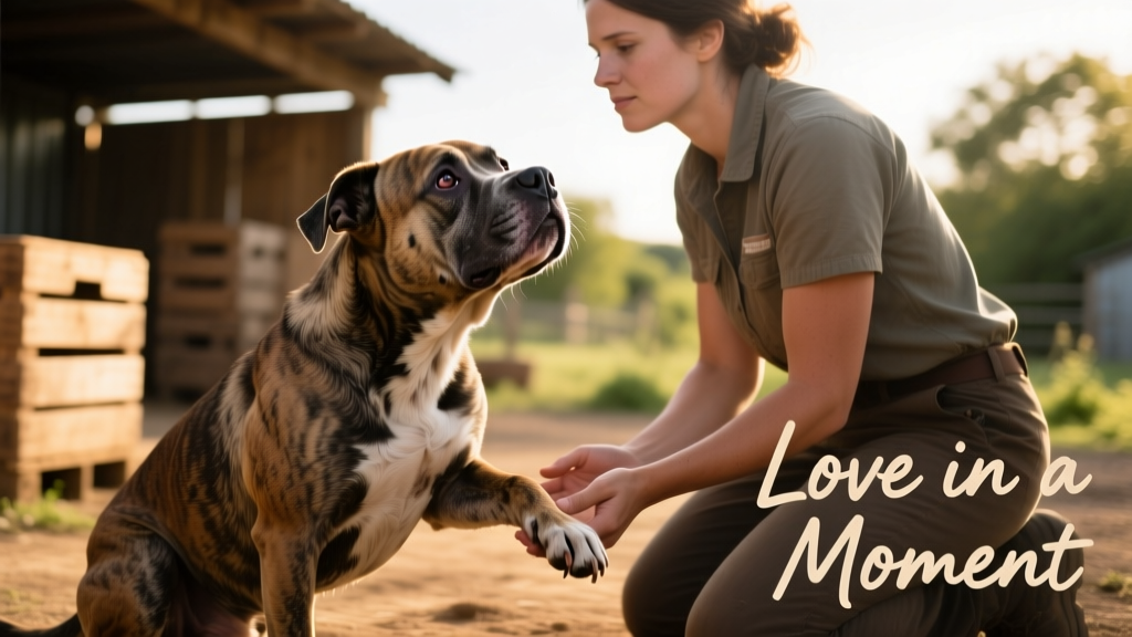 Scared Mama Pit Bull Falls in Love with Rescuer in a Matter of a Few Minutes