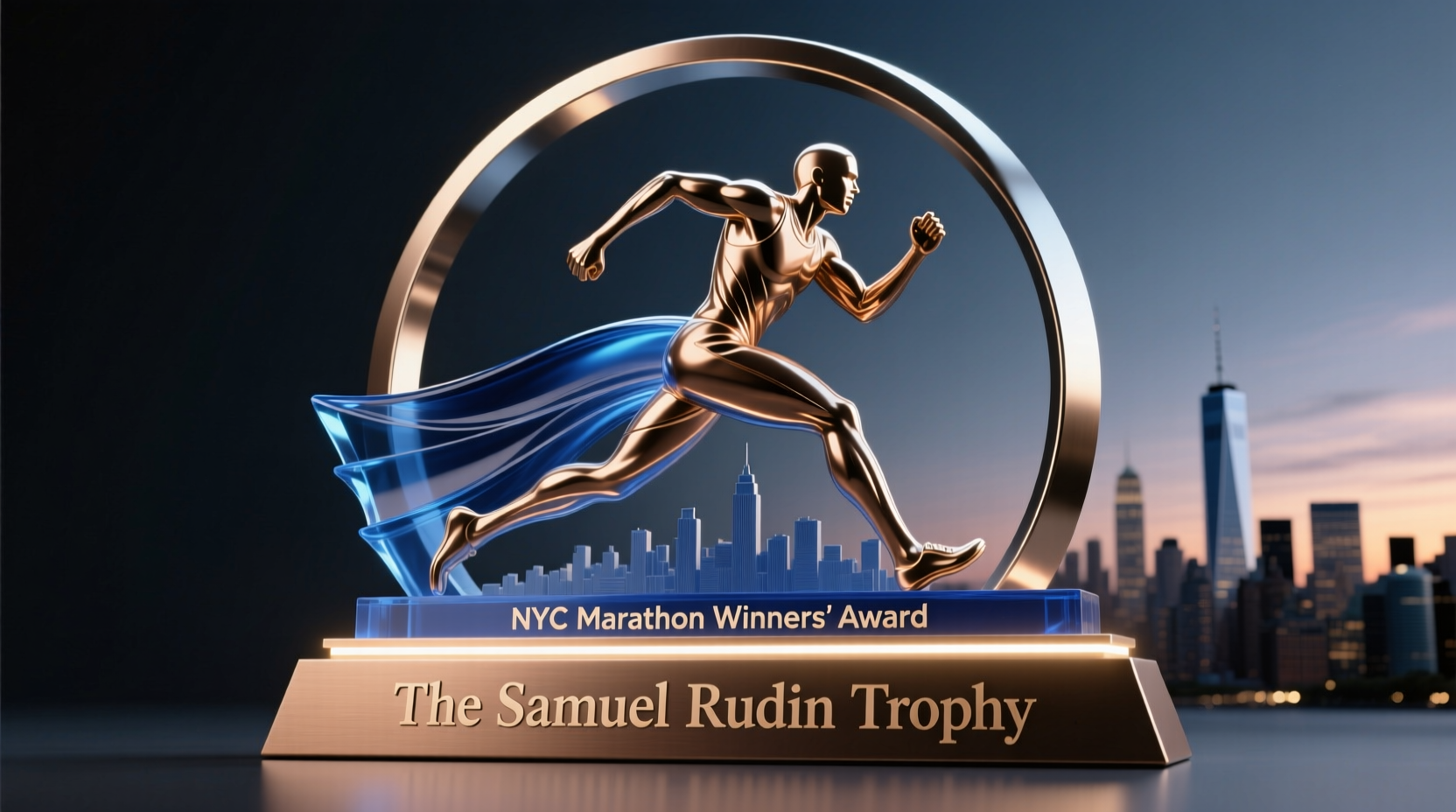 the samuel rudin trophy awarded to male and female winners of the nyc marathon