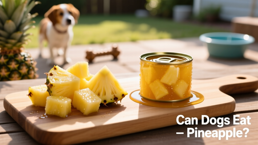 Side-by-side comparison: fresh pineapple chunks vs. canned pineapple in syrup