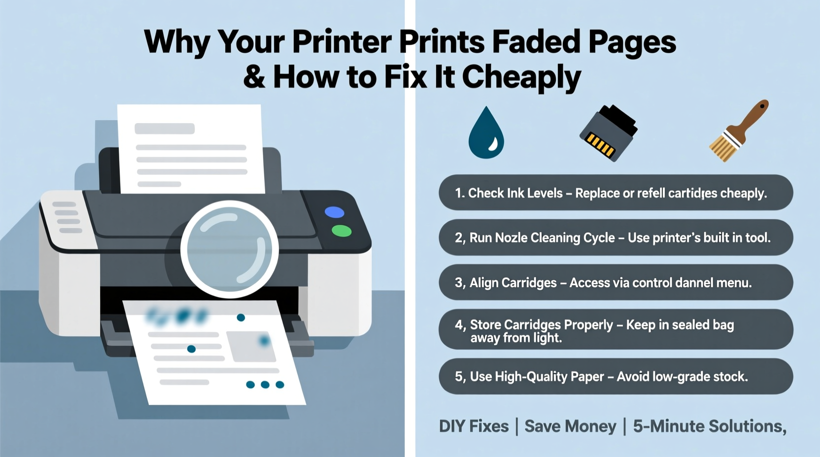 why is my printer printing faded pages and how to fix ink issues cheaply