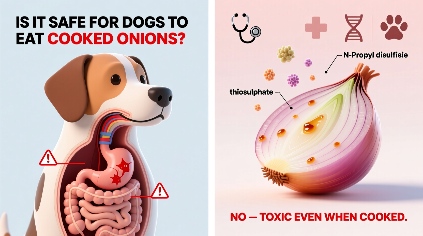 is it safe for dogs to eat cooked onions