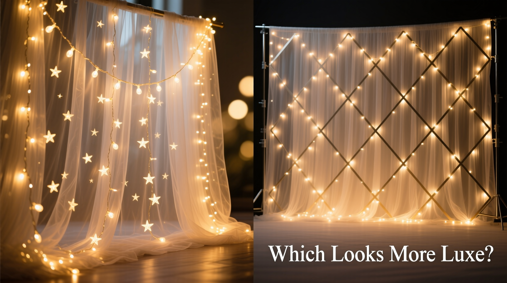 fairy light curtain vs sheer fabric backdrop with string lights which looks more luxe in video calls