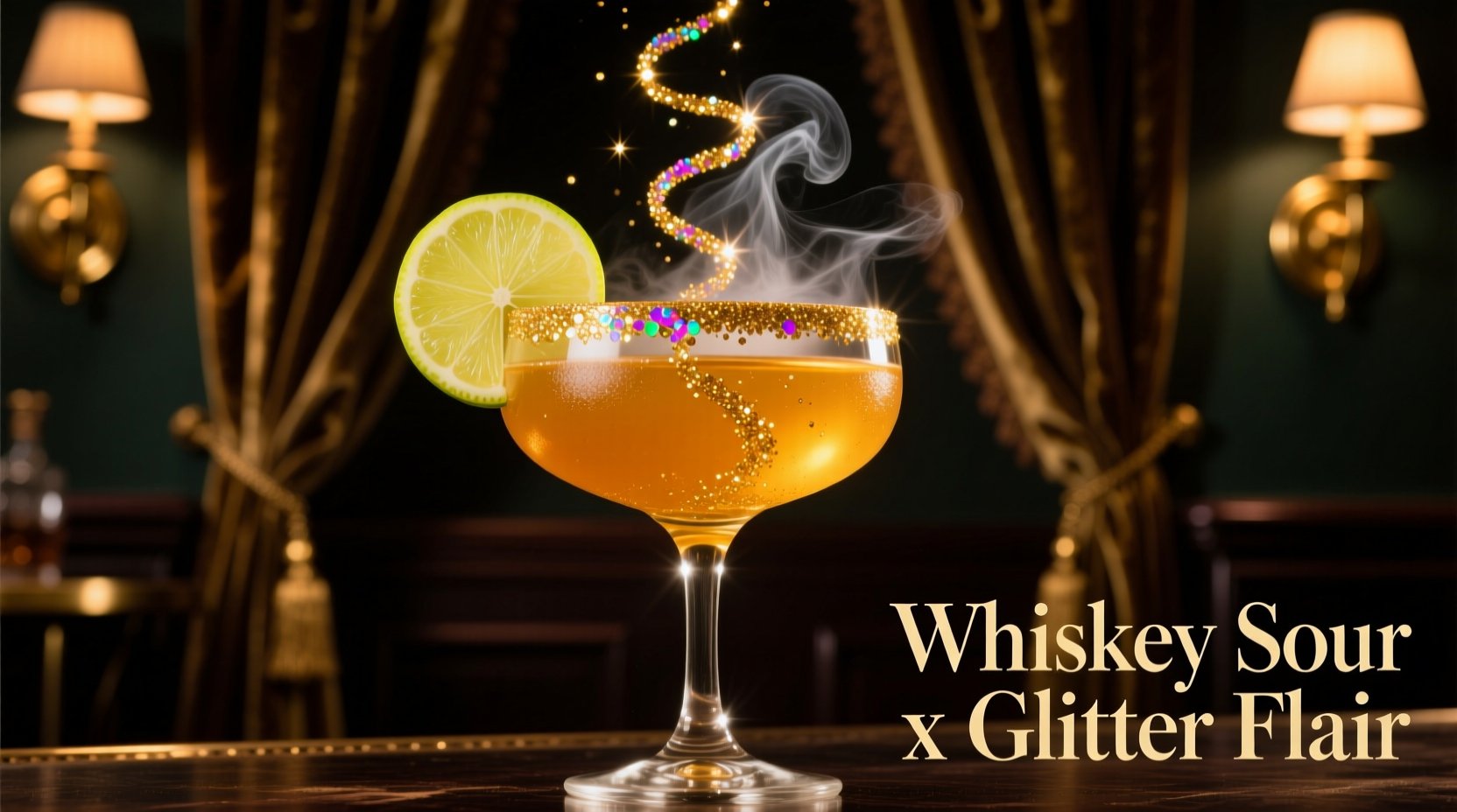 how to dress up a basic whiskey sour with edible glitter and flair