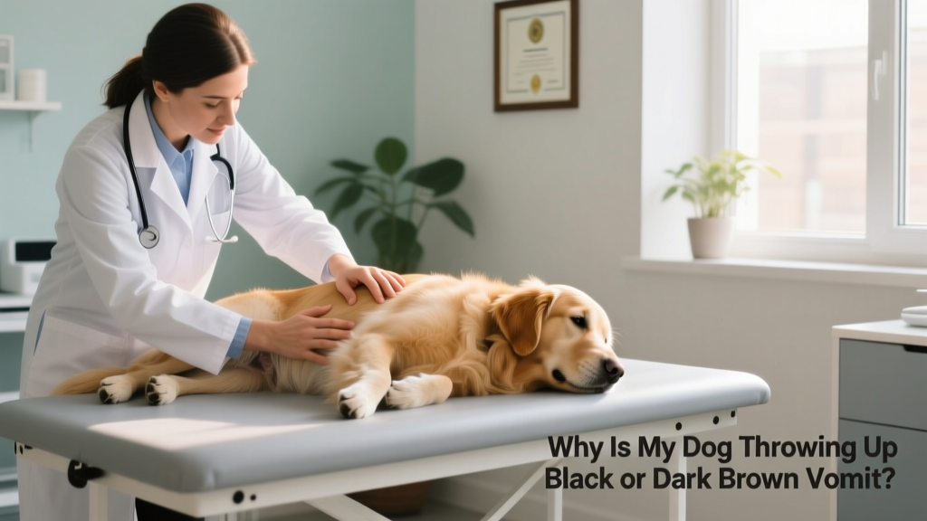 Veterinarian gently examining a dog’s abdomen during a consultation