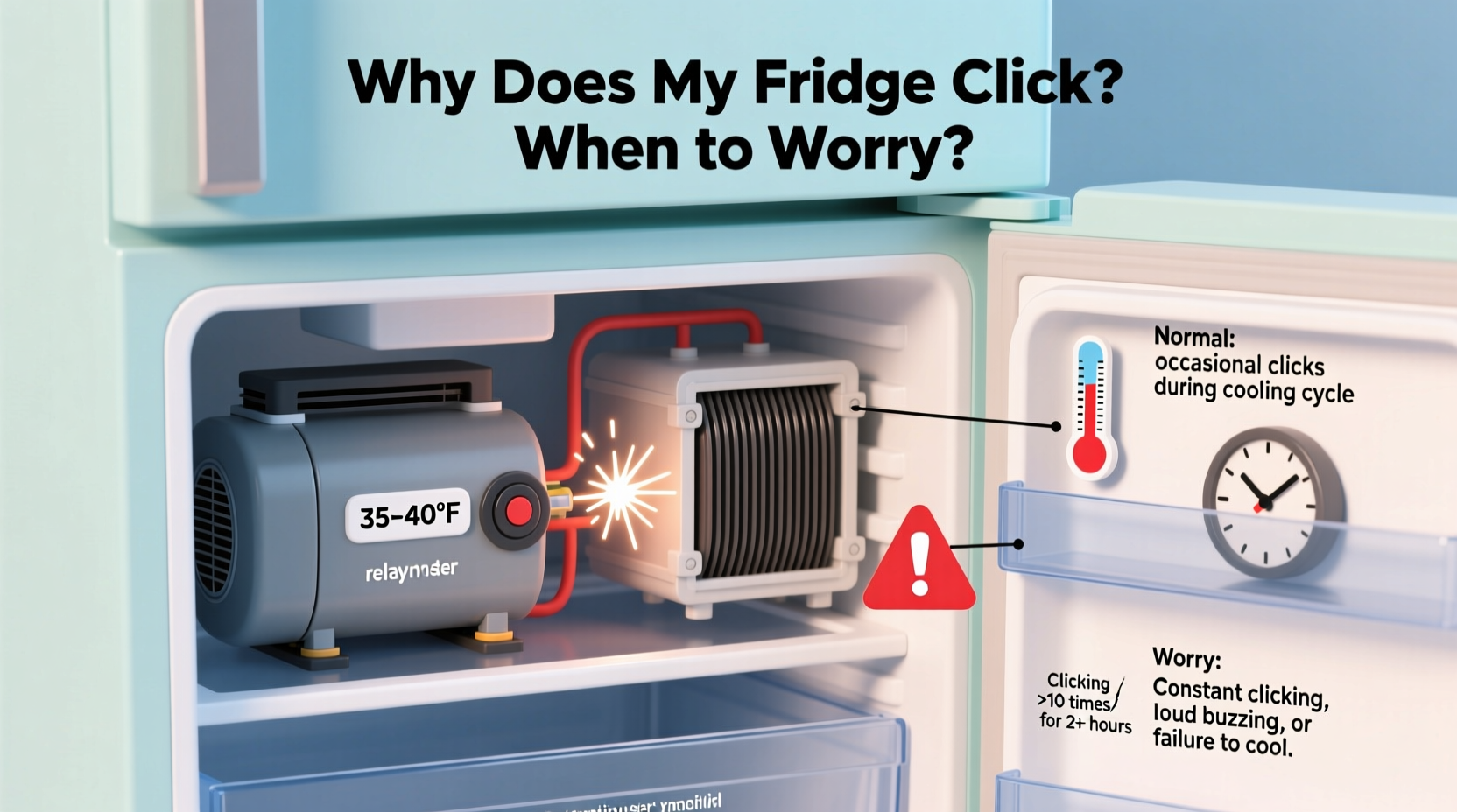 why does my fridge make a clicking sound and when to worry