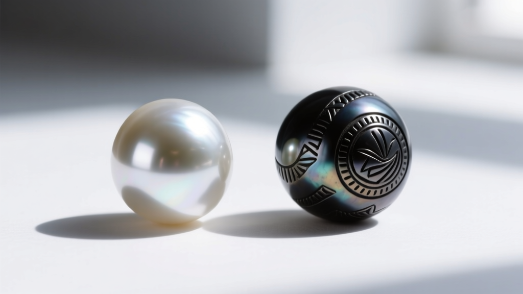 Bright silver Navajo pearl beside an oxidized pearl treated with liver of sulfur, emphasizing darkened stamped recessed motifs.