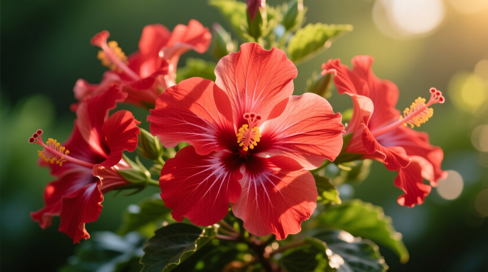 red hibiscus flowers