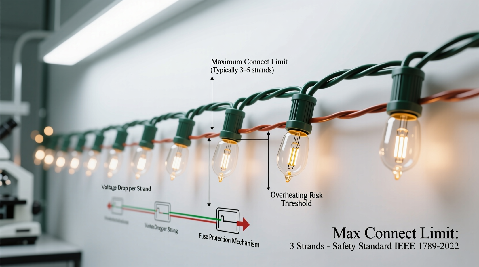 why do christmas light strands have a maximum connect limit physics