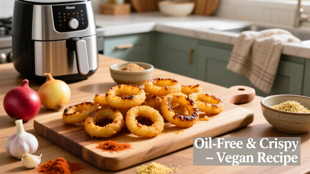 Crispy Vegan Onion Rings in Air Fryer (Oil-Free!)