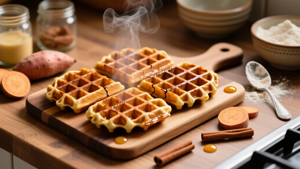 Crispy Frozen Sweet Potato Waffles in Air Fryer