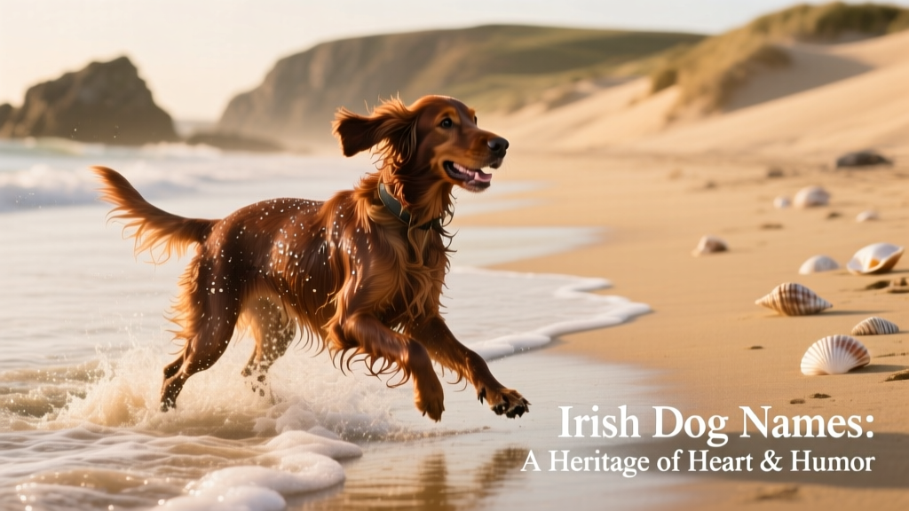 wet dog playing on a beach