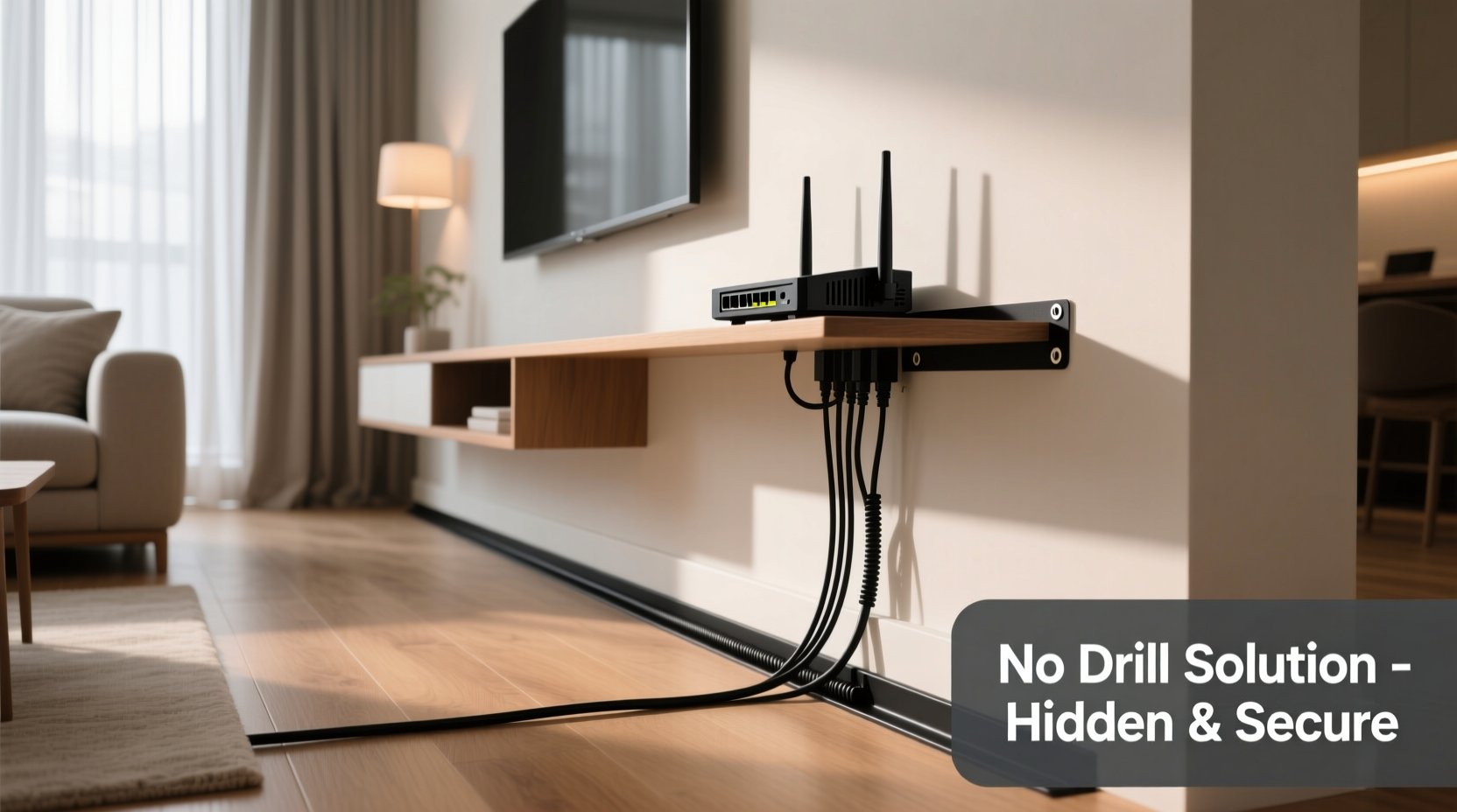 how to hide router cords without drilling holes