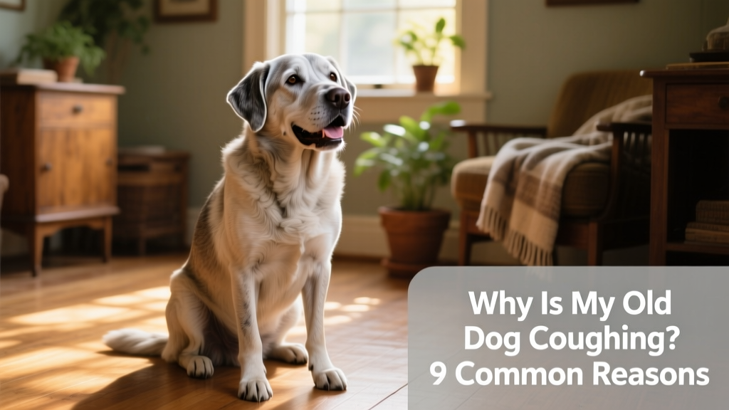 Senior dog sitting calmly, mouth slightly open, with relaxed posture—illustrating normal laryngeal function