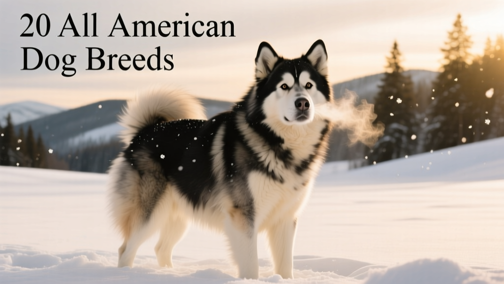 Alaskan Malamute standing confidently in snowy landscape, thick fur glistening