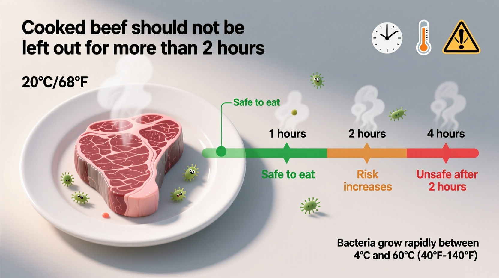 Cooked Beef Safety: 2-Hour Room Temperature Rule