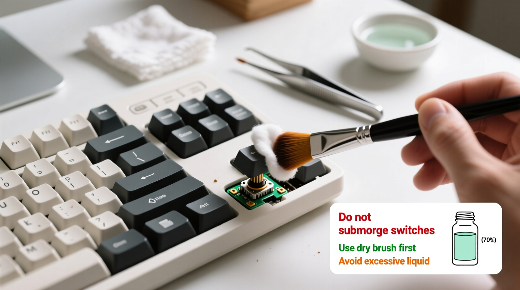 how to safely clean your mechanical keyboard switches without breaking them