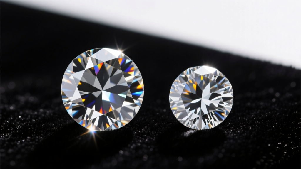 Macro photo comparing an Old Mine cut and an Old European cut diamond side-by-side on a dark velvet jeweler's appraisal tray