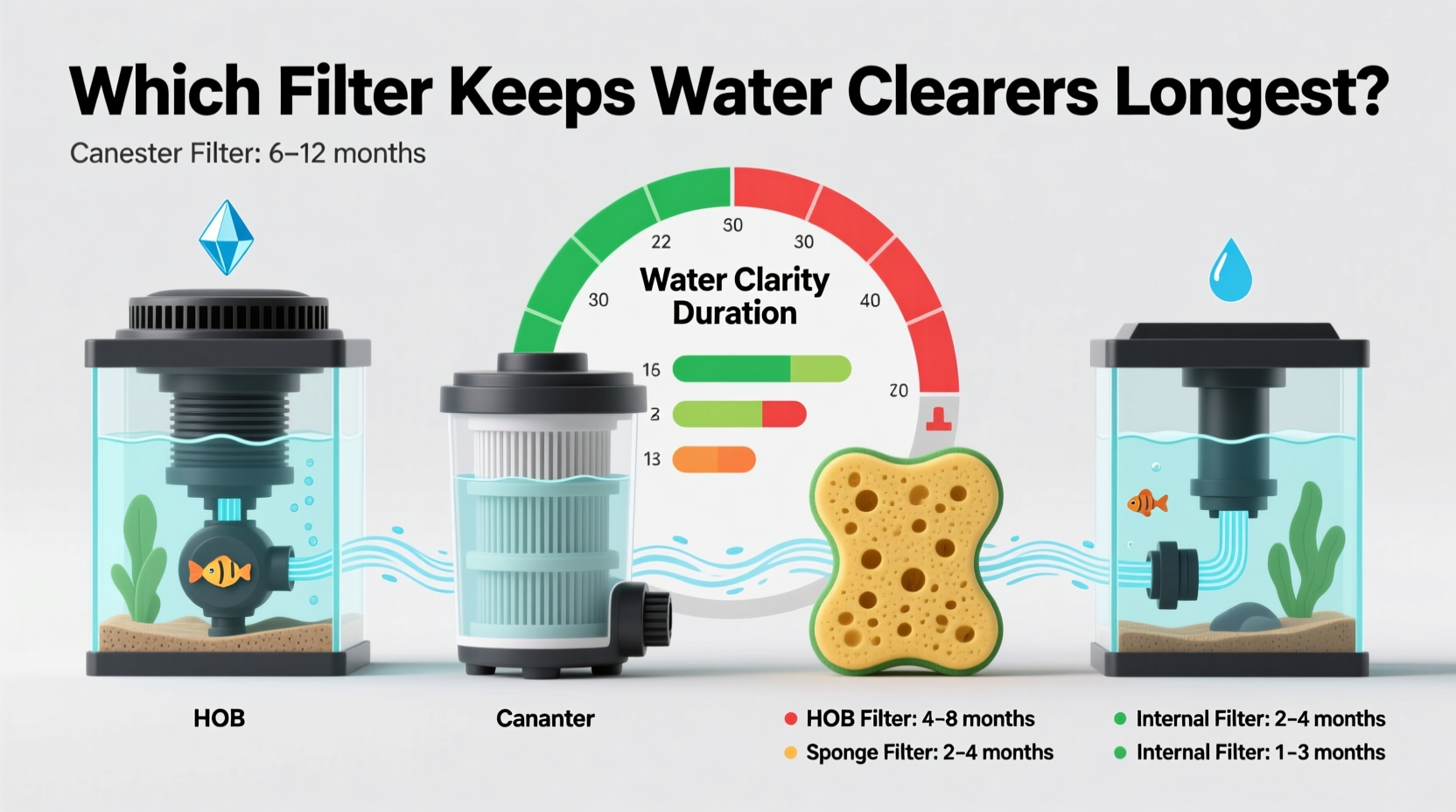 fish tank filter types compared which keeps water clearest longest