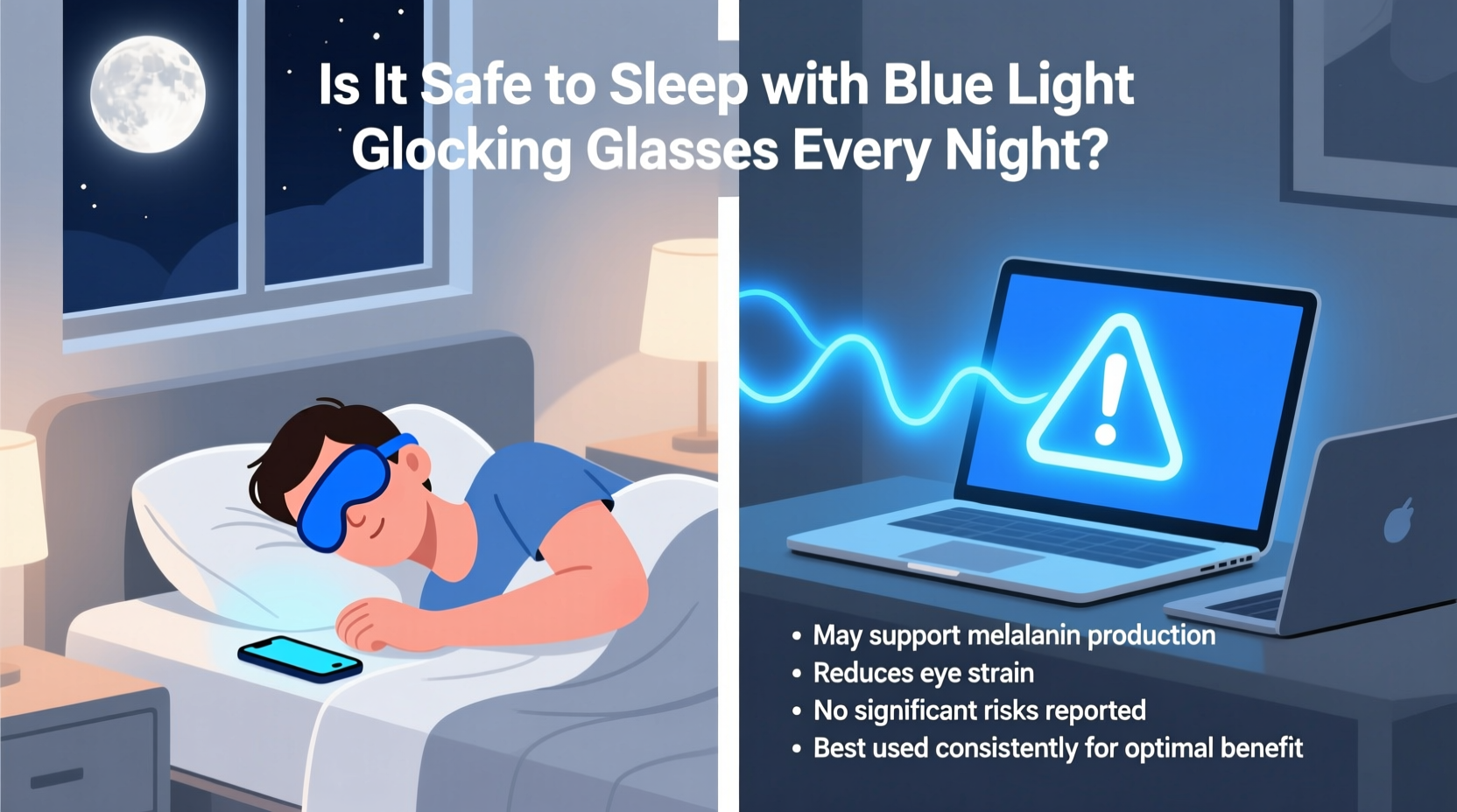 is it safe to sleep with blue light blocking glasses on every night