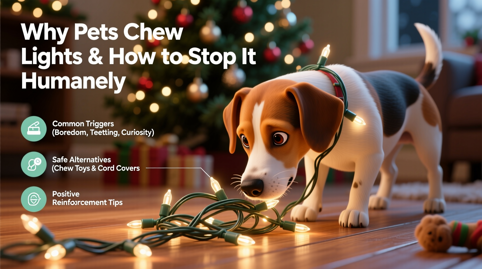 why does my pet chew christmas light cords and how to stop it humanely