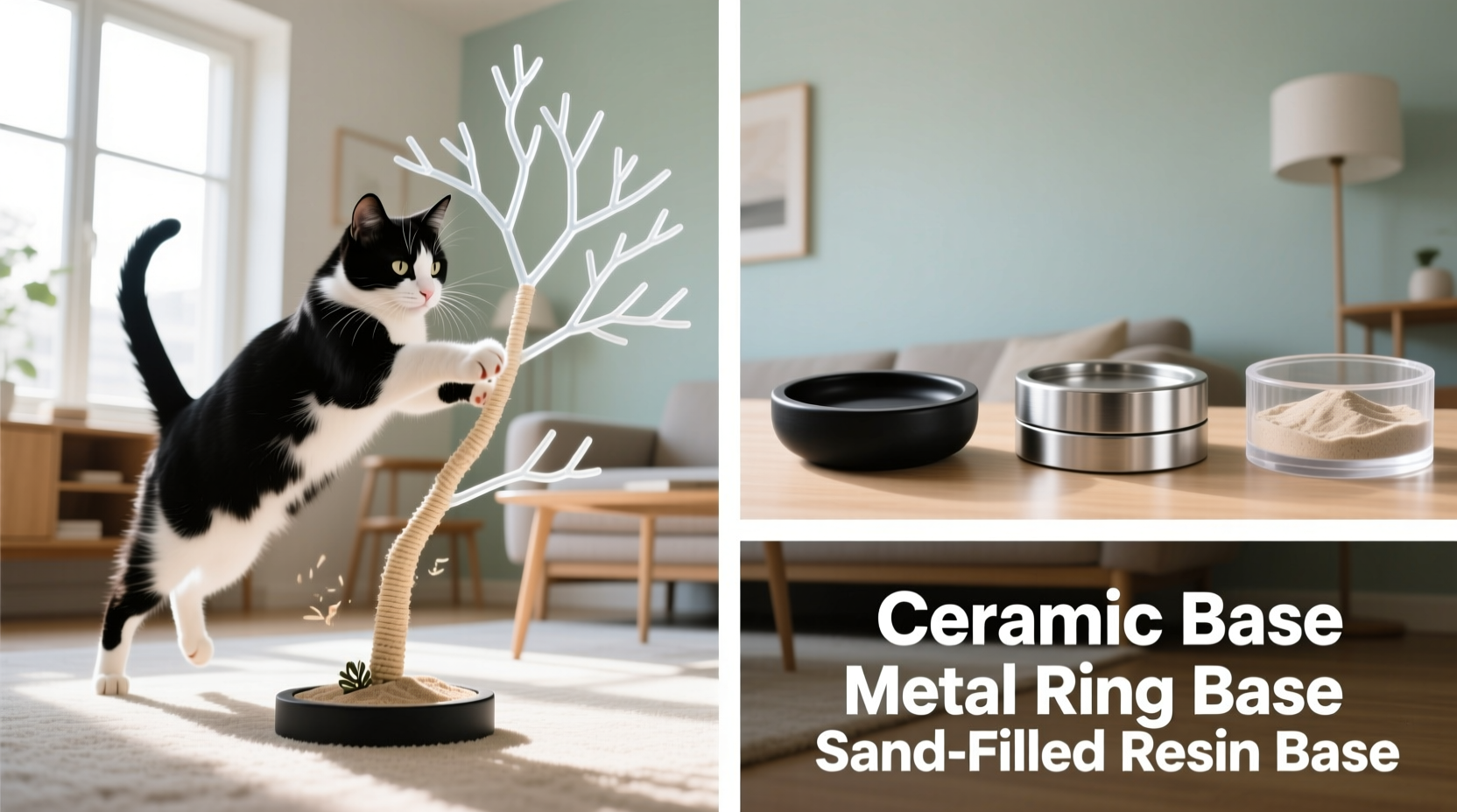 why is my cat obsessed with knocking down lightweight tabletop trees and what weighted bases actually prevent toppling