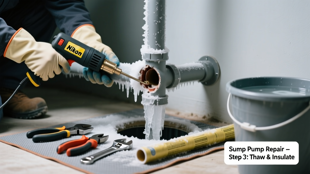 Fixing a Frozen Sump Pump Discharge Line