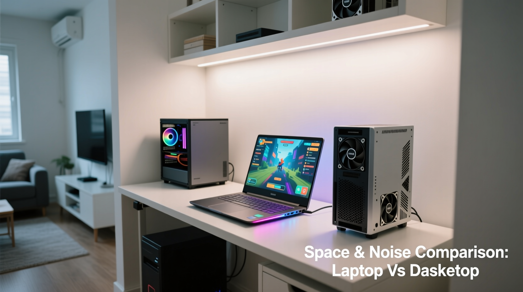 gaming laptop vs desktop for small apartments space and noise compared