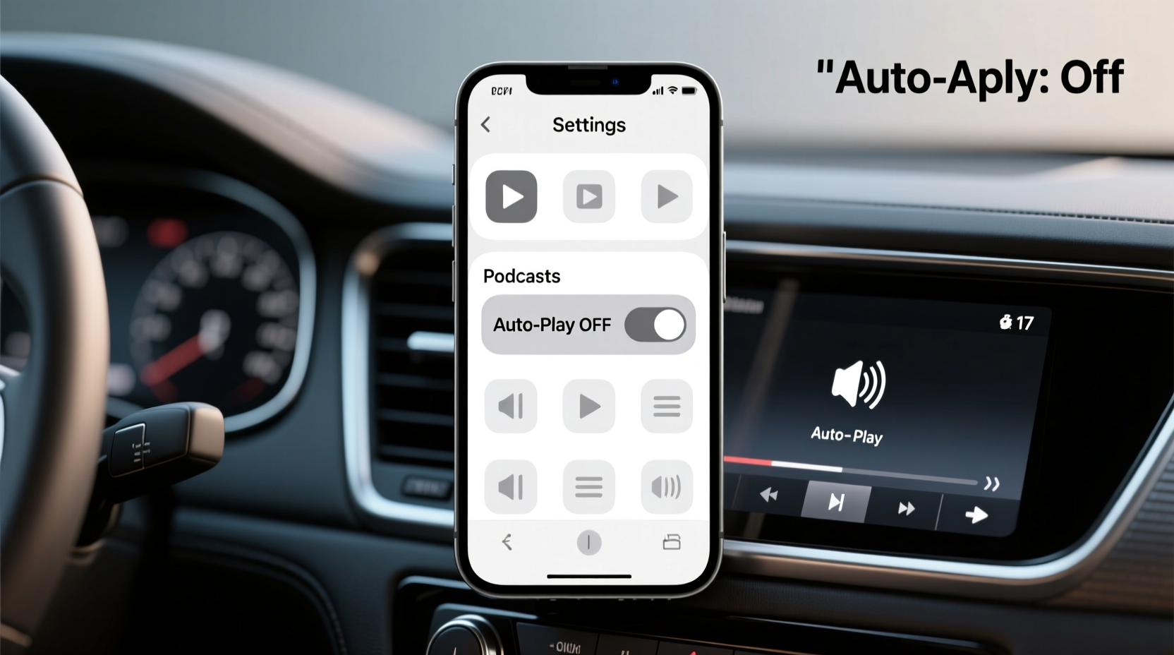 how to stop podcast from automatically playing in car iphone