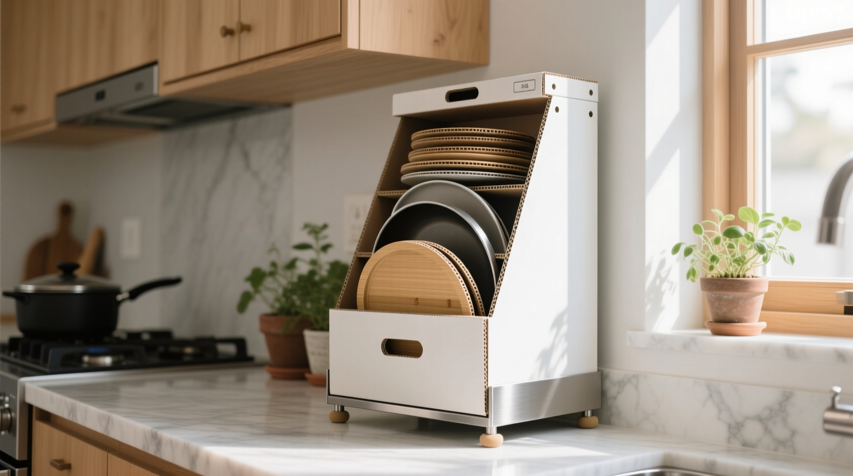 repurpose a vertical file to tame your pot lids