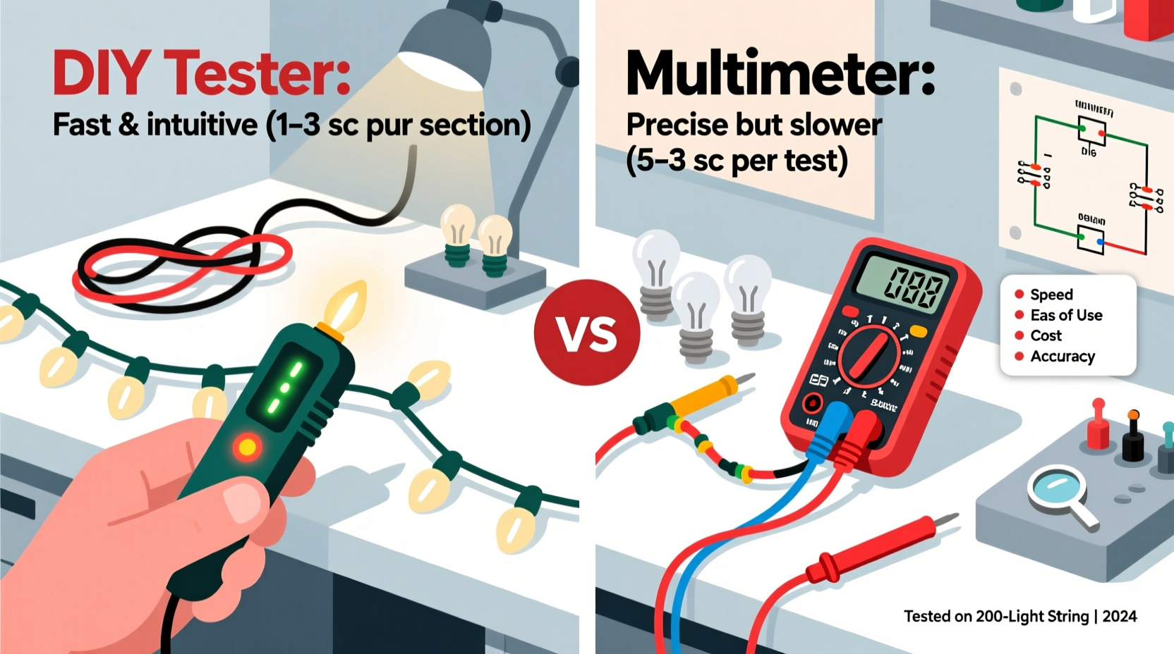 diy christmas light tester vs multimeter method for finding dead bulb sections fast