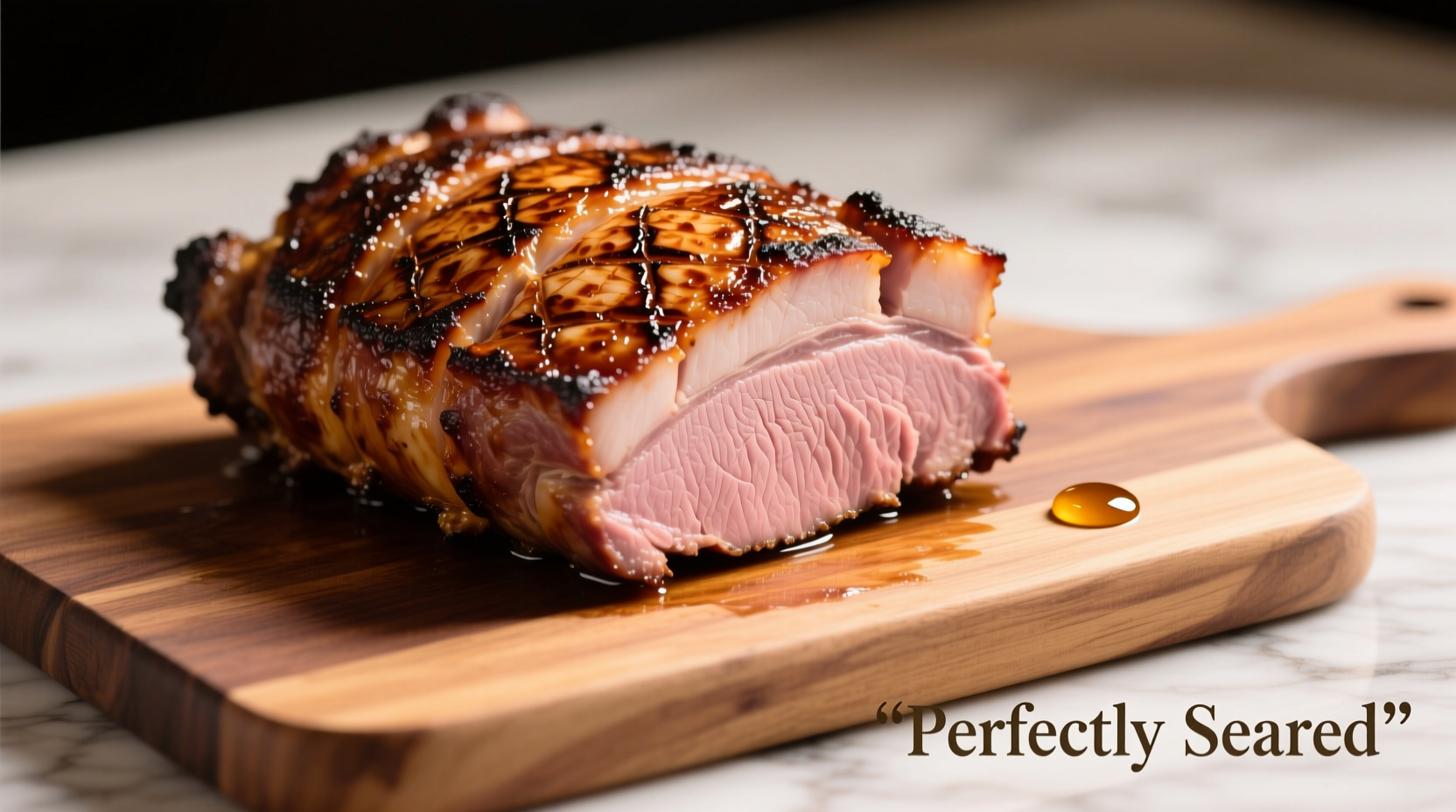 Perfectly seared pork loin roast with golden crust