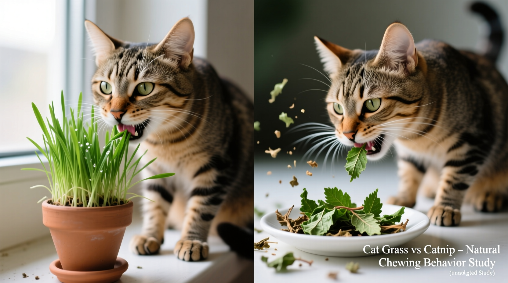 cat grass vs catnip which encourages more natural chewing behavior