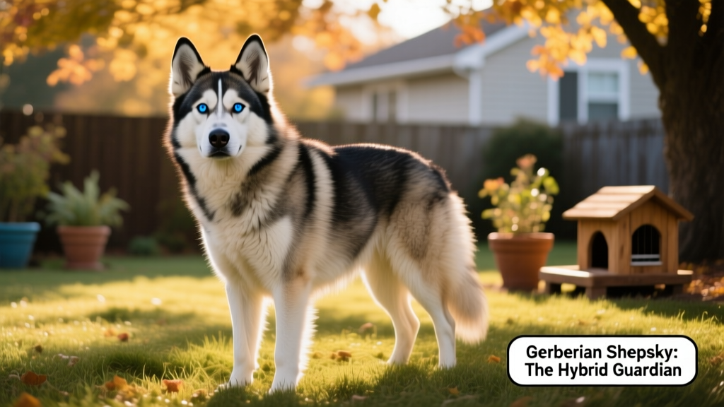 Gerberian Shepsky with husky eyes