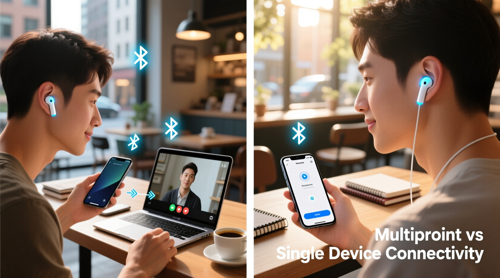 wireless earbuds with multipoint vs single device connectivity real world use