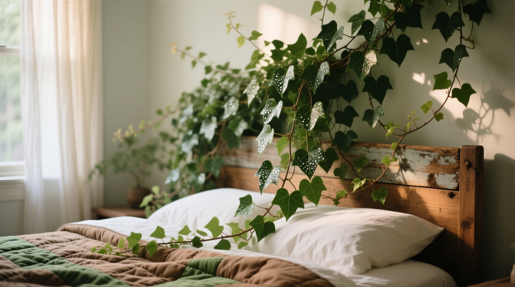 english ivy in bedroom