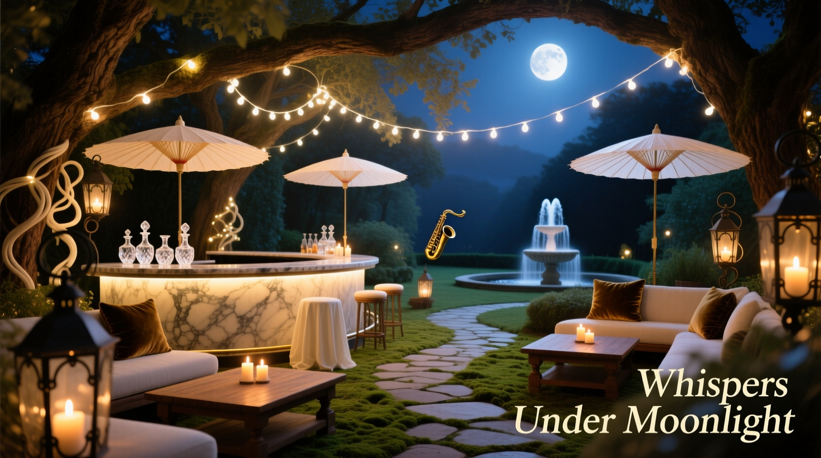 moonlit garden bar ideas romantic outdoor setups with soft lighting