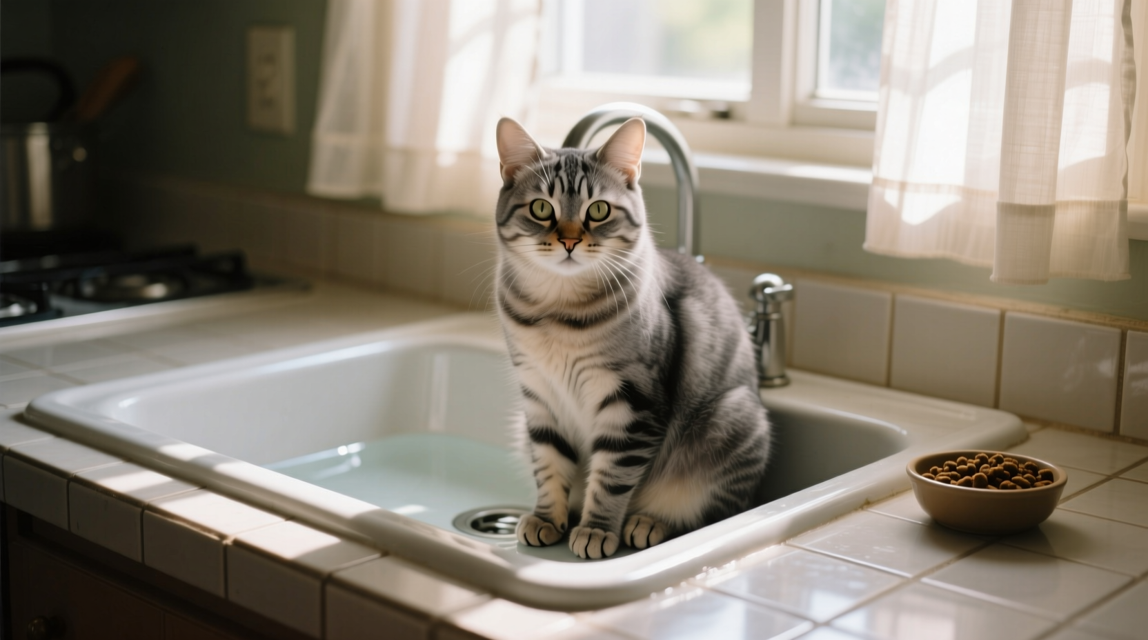 why does my cat sit in the sink and is it safe long term