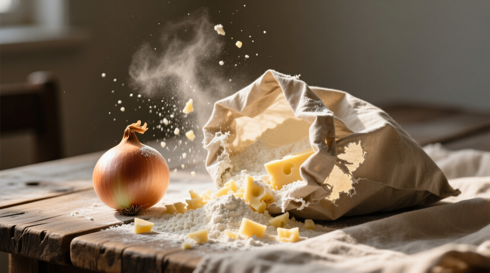 scrub floury or cheesy messes with onion bags