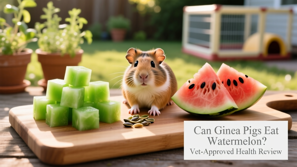 Side-by-side comparison showing safe seedless watermelon cubes next to unsafe seeded pieces