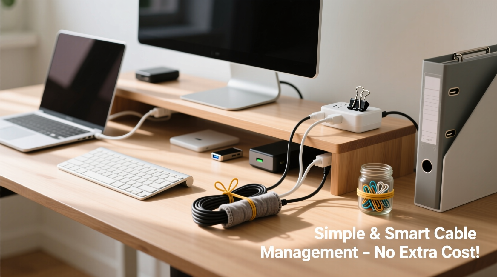 best way to organize cables for a clean desk setup without buying expensive gear