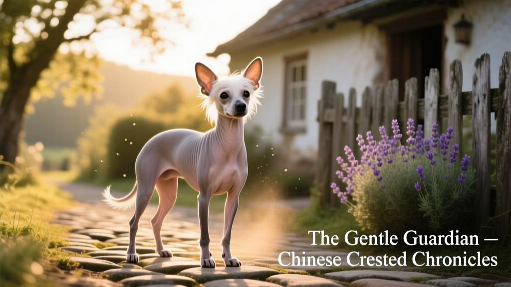 chinese crested dog standing outside