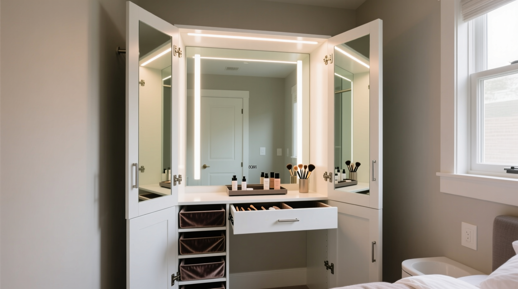 shallow closet to beauty vanity