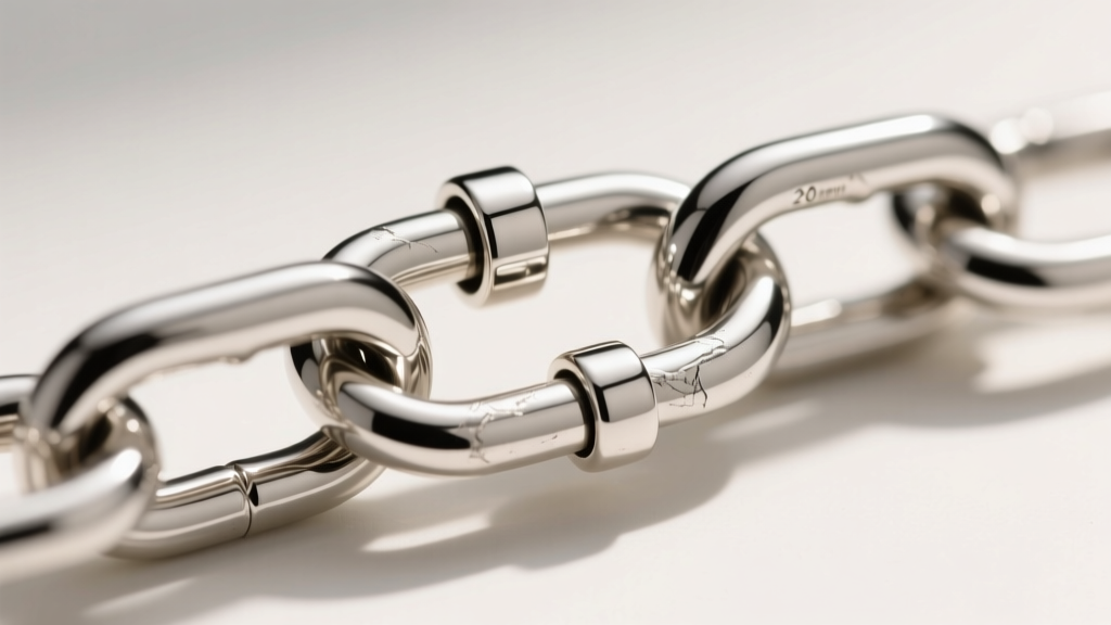 Close-up of a 20mm sterling silver tongue box clasp with a figure-eight safety catch on a thick polished silver chain link.