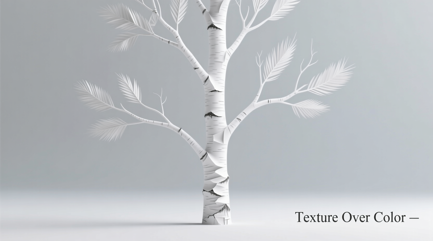 how to style a minimalist white tree with zero color but maximum texture and dimension