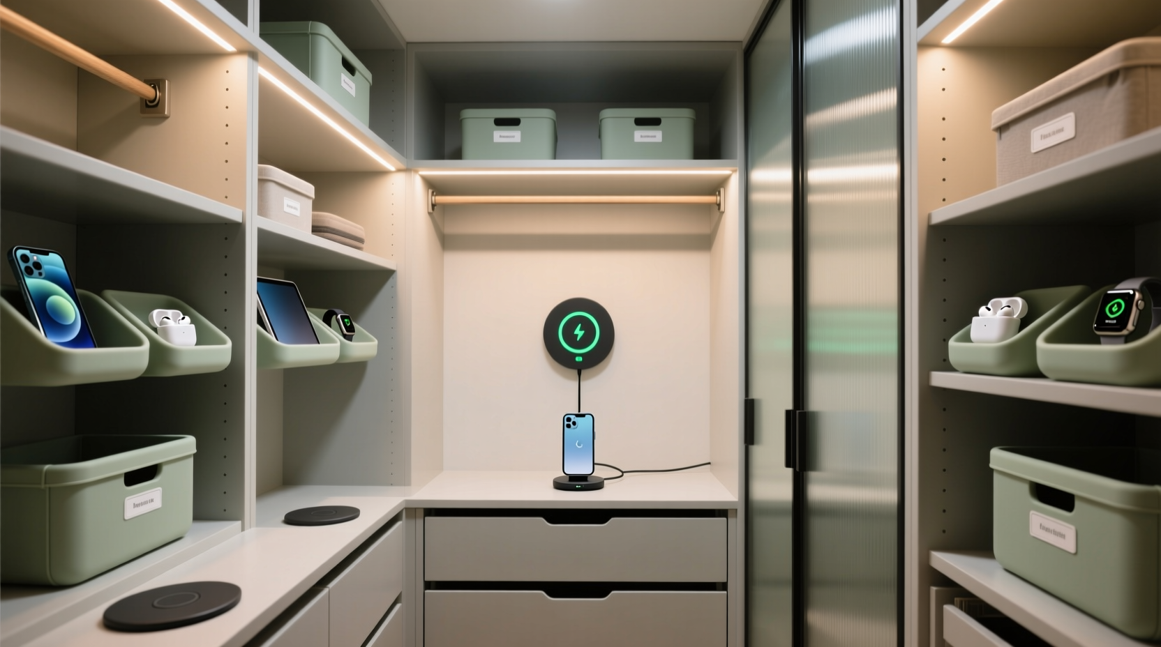 closet organization tips smart watch earbud charging