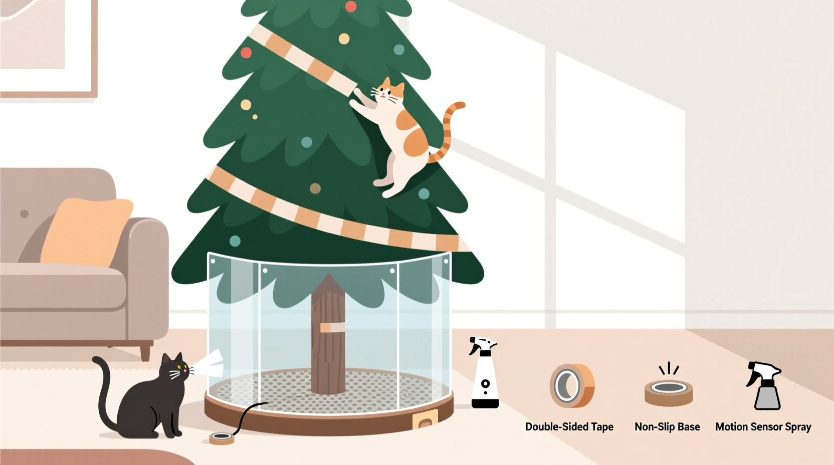 how to prevent cats from climbing and knocking over artificial trees