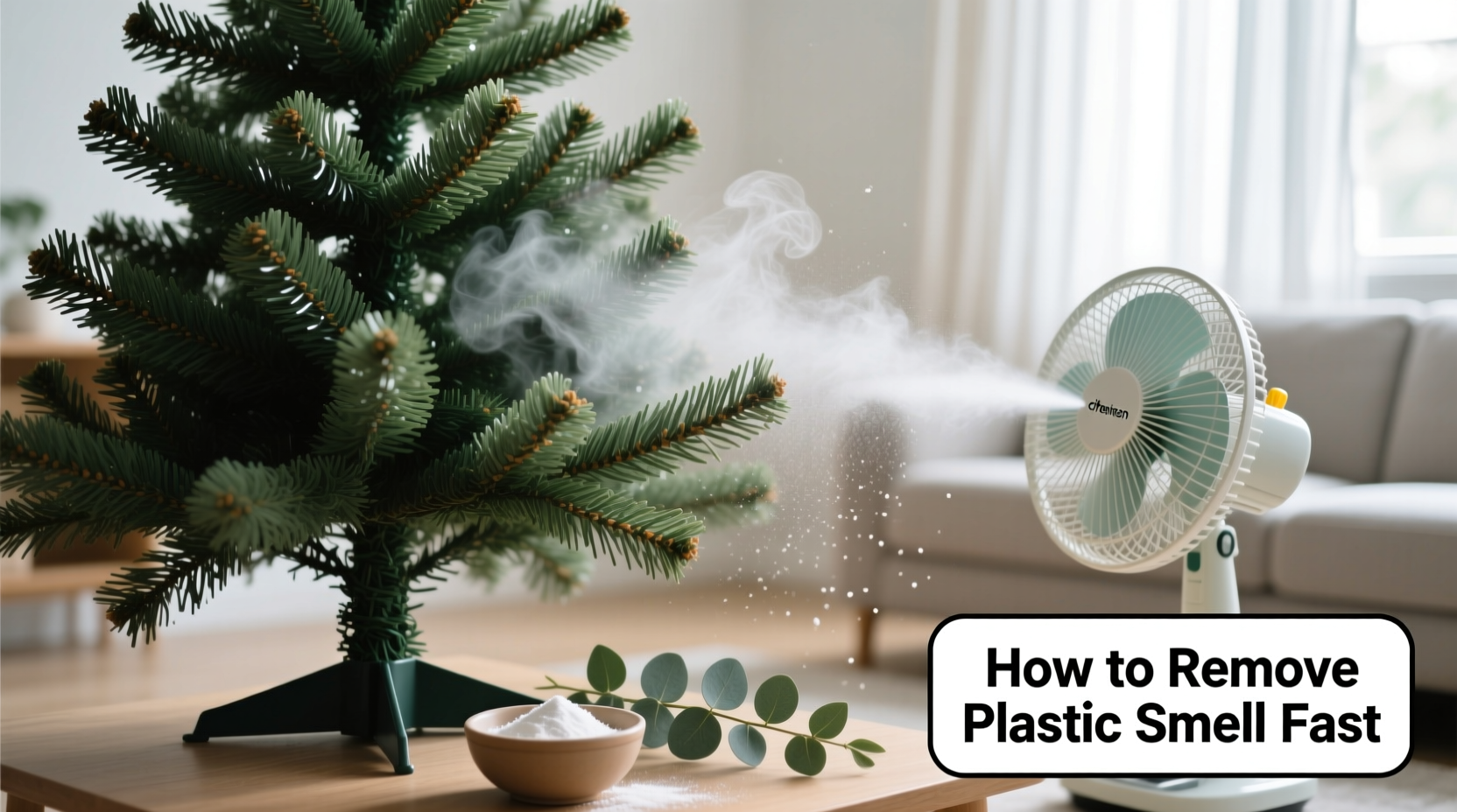 why does my artificial tree smell like plastic after unpacking and how to neutralize it fast